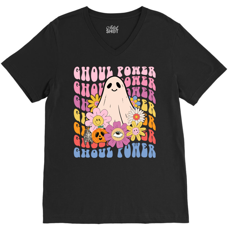 Ghoul Power Hippie Halloween Shirt Feminist Fall V-neck Tee | Artistshot