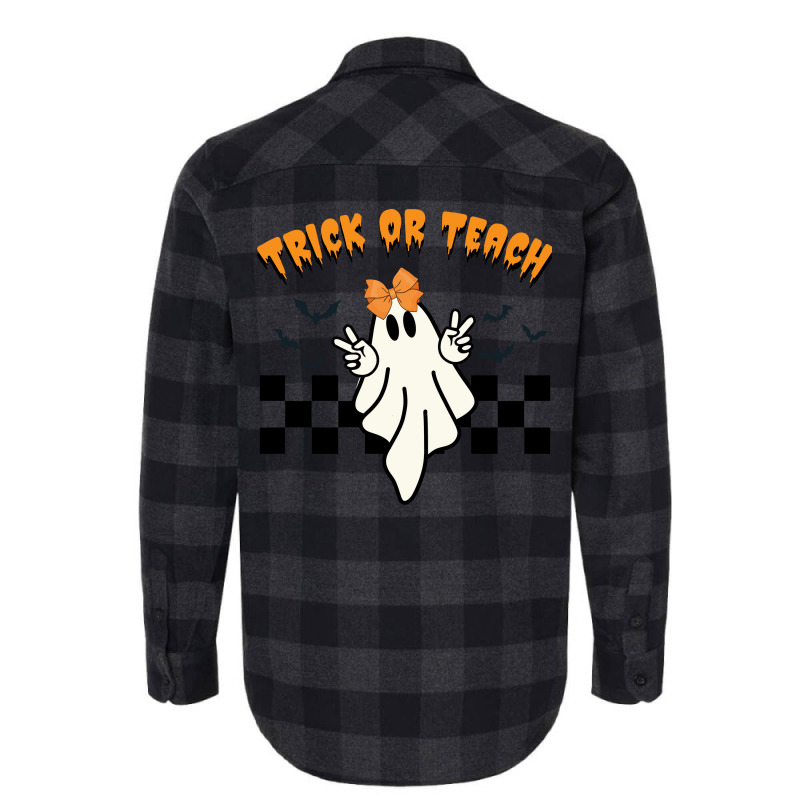 Ghost Trick Or Teach Halloween Flannel Shirt | Artistshot