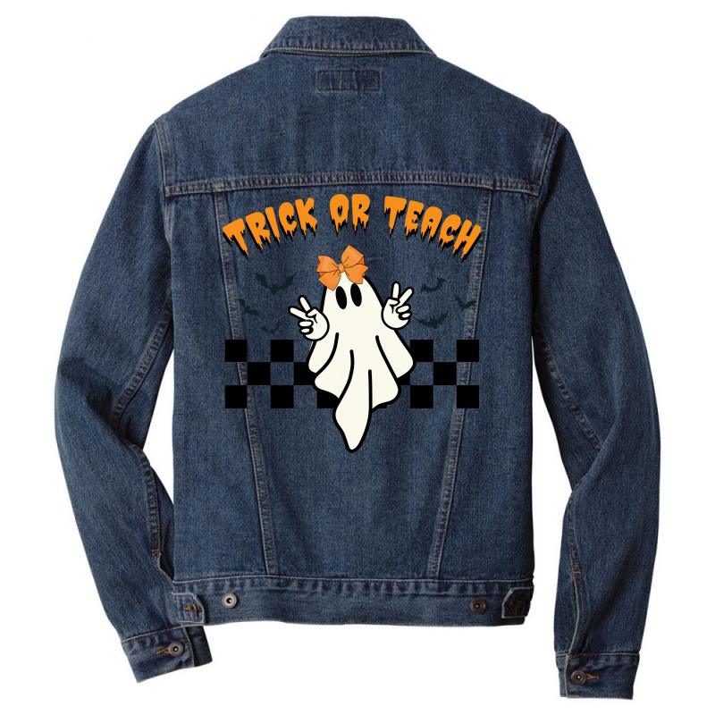 Ghost Trick Or Teach Halloween Men Denim Jacket | Artistshot