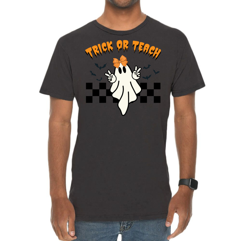 Ghost Trick Or Teach Halloween Vintage T-shirt | Artistshot