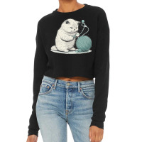 Cat Anime Play With Ball Of Thread Cropped Sweater | Artistshot