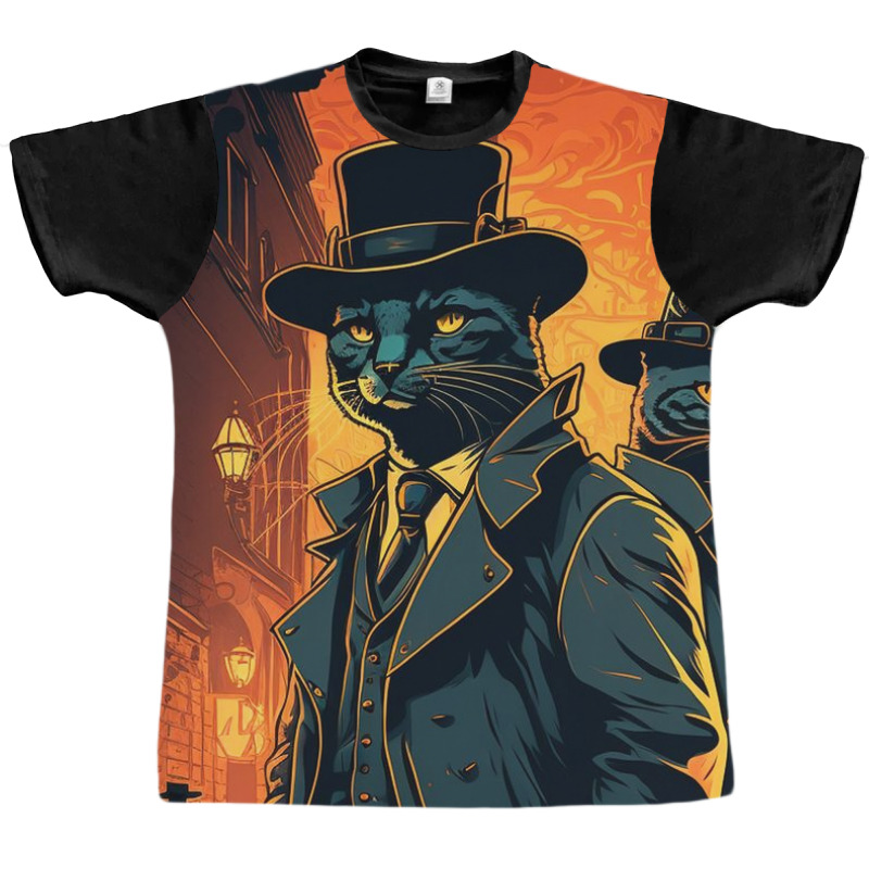 Mafia Kitty Wearing Hats Graphic T-shirt by Kailooma | Artistshot