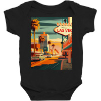 Las Vegas Strip Vintage Minimal Design Poster Baby Bodysuit | Artistshot