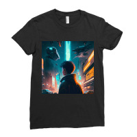 Boy Standing Alone In The Street Ladies Fitted T-shirt | Artistshot