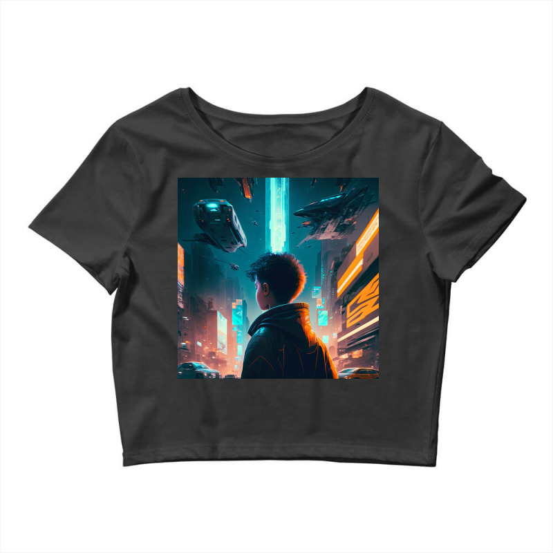 Boy Standing Alone In The Street Crop Top by Haven Treasures | Artistshot