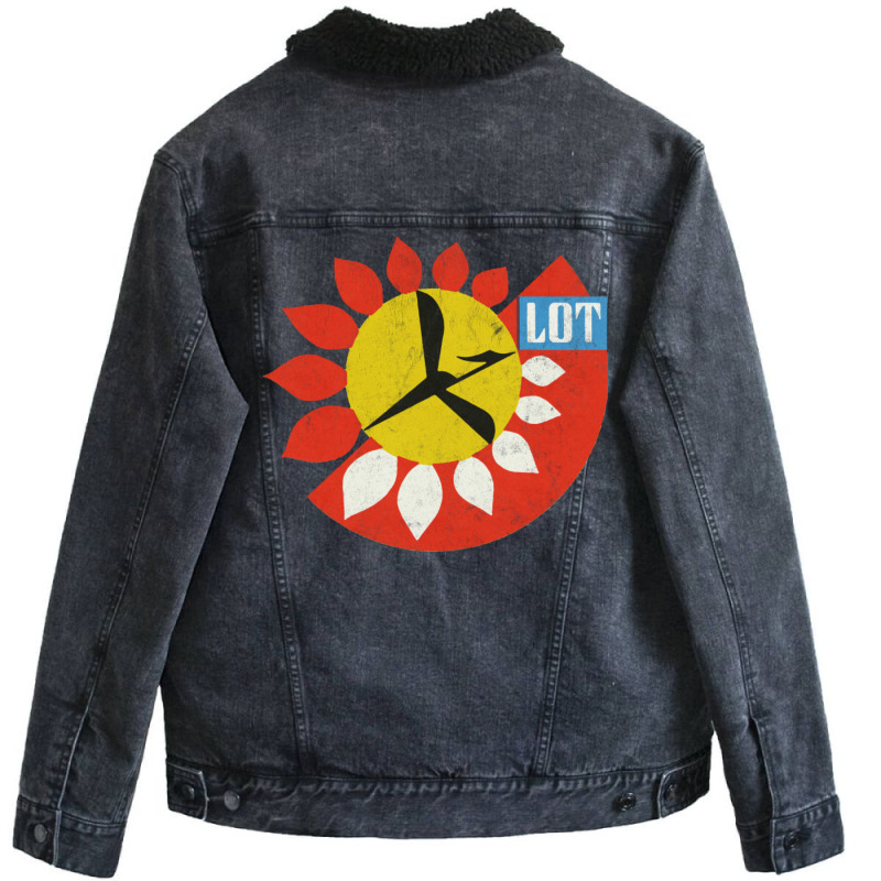 Fly By Lot Polish Airline Faded Vintage Style2 Unisex Sherpa-lined Denim Jacket | Artistshot