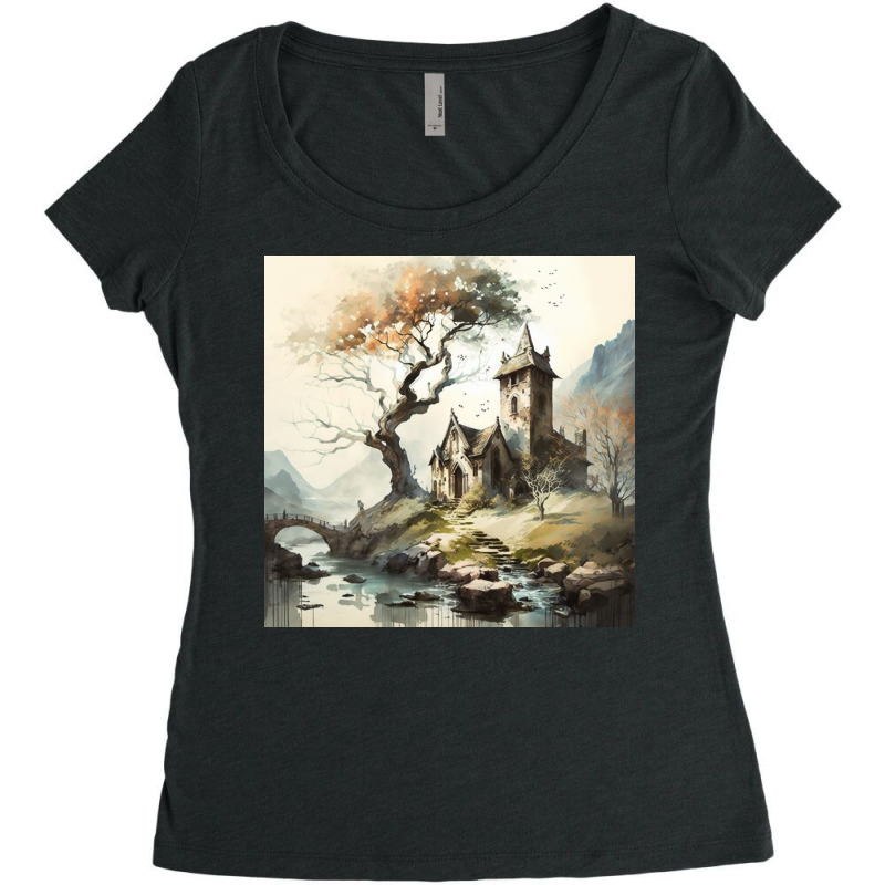 Classic House By The River Women's Triblend Scoop T-shirt by TheDol | Artistshot