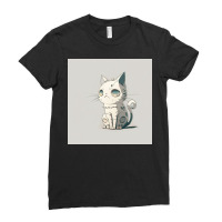 Angry White Cat Statue Ladies Fitted T-shirt | Artistshot