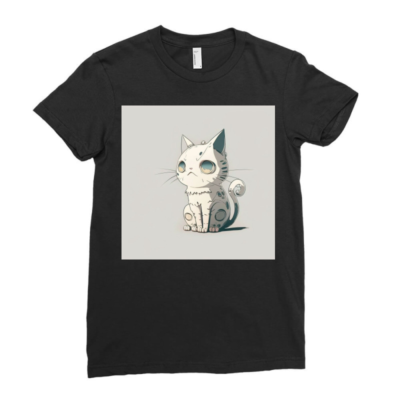 Angry White Cat Statue Ladies Fitted T-Shirt by TheDol | Artistshot