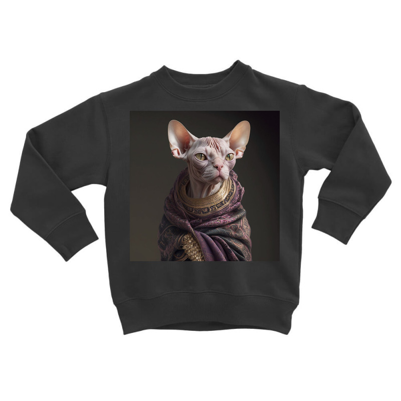 Potrait Of Sphynx Cat In Clothes Toddler Sweatshirt by Kailooma | Artistshot