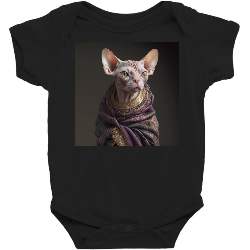 Potrait Of Sphynx Cat In Clothes Baby Bodysuit by Kailooma | Artistshot