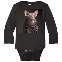 Potrait Of Sphynx Cat In Clothes Long Sleeve Baby Bodysuit | Artistshot