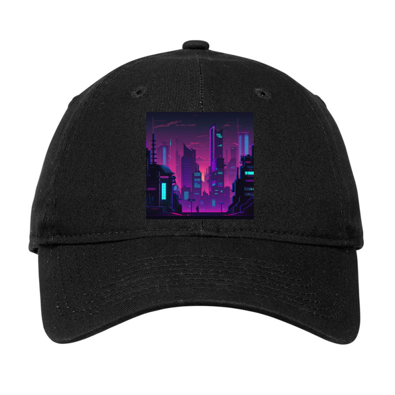 City Background Neon Game Adjustable Cap by Creative Corner | Artistshot