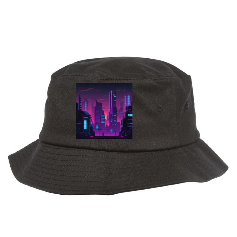 City Background Neon Game Bucket Hat by Creative Corner | Artistshot