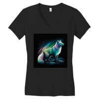 White Fox Standing On Rock Women's V-neck T-shirt | Artistshot