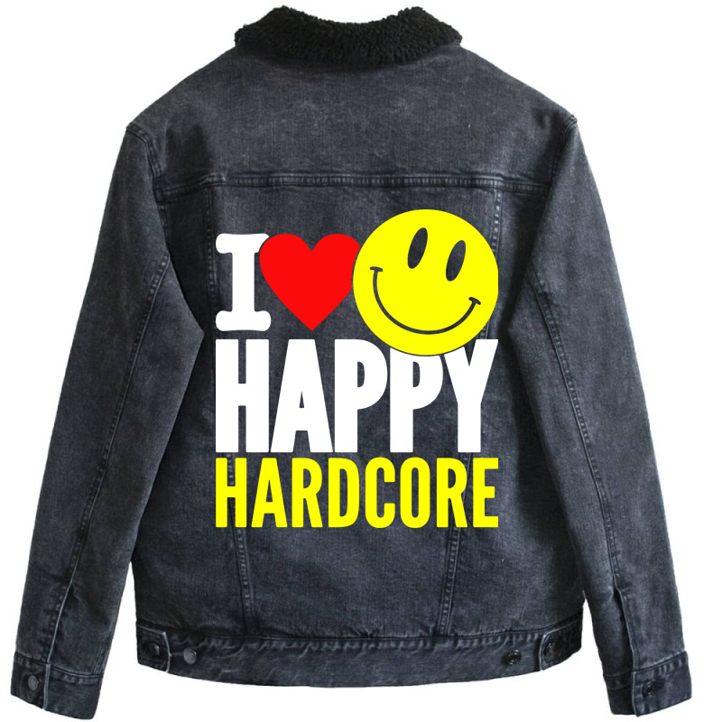 I Love Happy Hardcore Unisex Sherpa-lined Denim Jacket | Artistshot