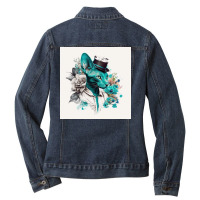 Kitty Have Green Colored Eyes Ladies Denim Jacket | Artistshot