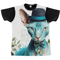 Cute Cat Wearing Tie And Hat Graphic T-shirt | Artistshot