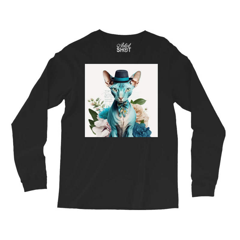 Cute Cat Wearing Tie And Hat Long Sleeve Shirts by TheDol | Artistshot