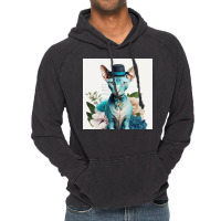 Cute Cat Wearing Tie And Hat Vintage Hoodie | Artistshot