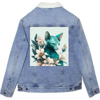 Blue Cat Have Various Poses Unisex Sherpa-lined Denim Jacket | Artistshot