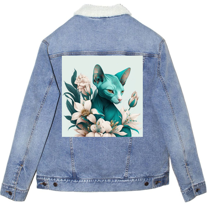 Blue Cat Have Various Poses Unisex Sherpa-Lined Denim Jacket by TheDol | Artistshot