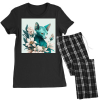 Blue Cat Have Various Poses Women's Pajamas Set | Artistshot