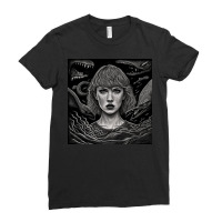 Black And White Of A Girl With Short Hair Ladies Fitted T-shirt | Artistshot