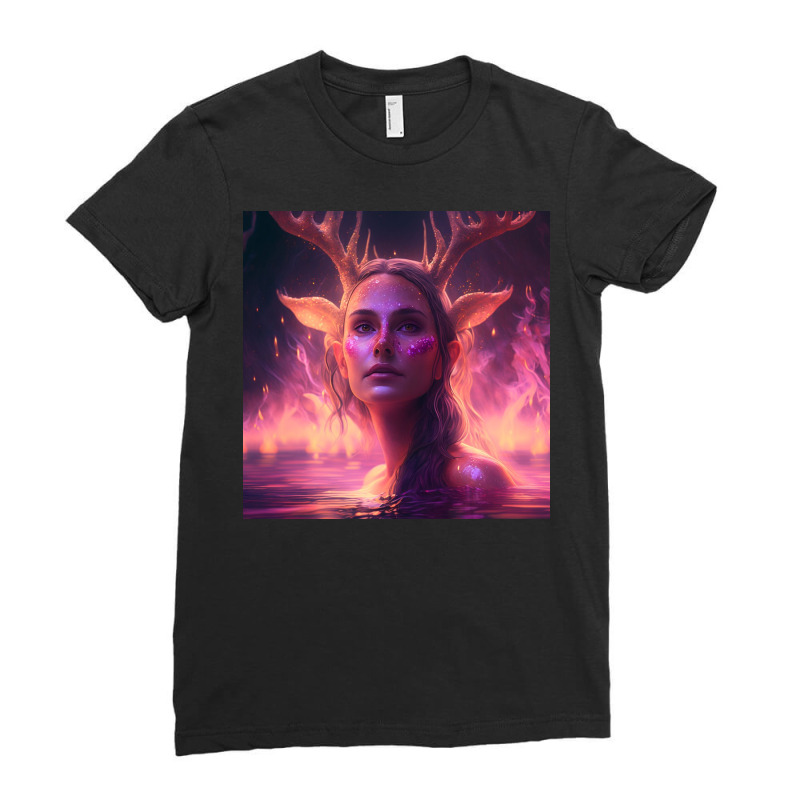 Beautiful Creature That Is Half Deer Ladies Fitted T-Shirt by TheDol | Artistshot