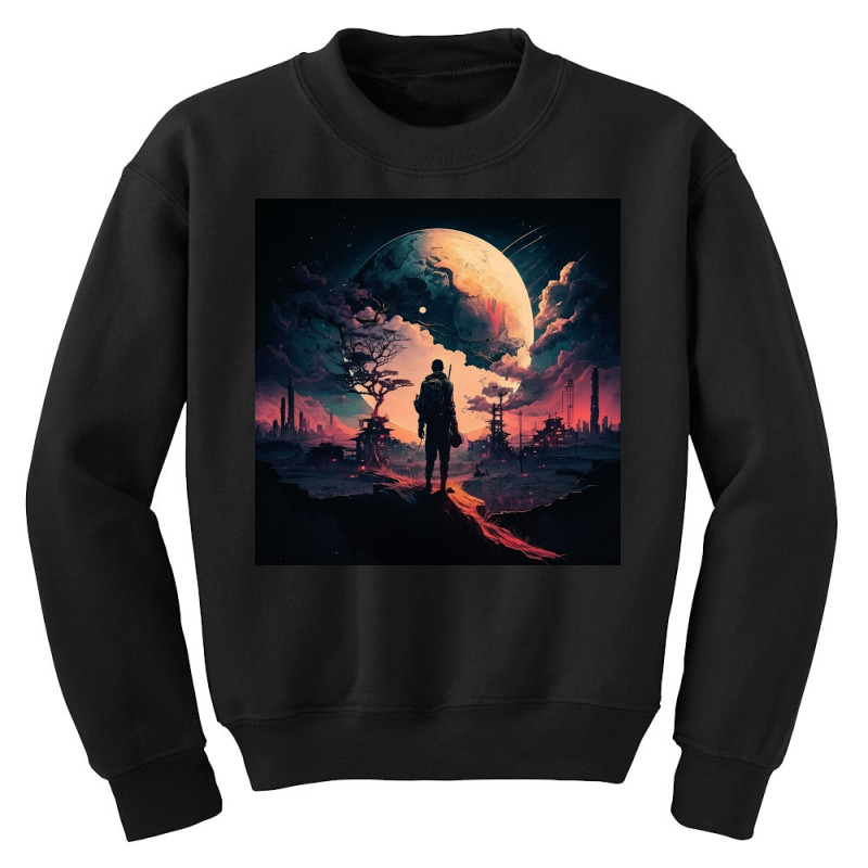 Silhouette Of Lonely Hiker Mountain Youth Sweatshirt by Haven Treasures | Artistshot