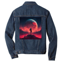 Lonely Hiker Looks At Moon Men Denim Jacket | Artistshot