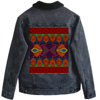 Ai. Abstract Seamless Pattern Stylized As Artific Unisex Sherpa-lined Denim Jacket | Artistshot