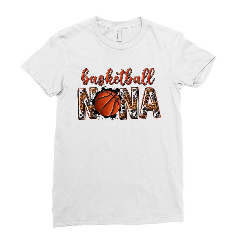 Basketball Nana With Leopard Ladies Fitted T-Shirt by enoddigitalart@gmail.com | Artistshot