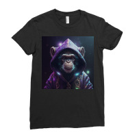 Angry Monkey Wearing Hoodie Ladies Fitted T-shirt | Artistshot