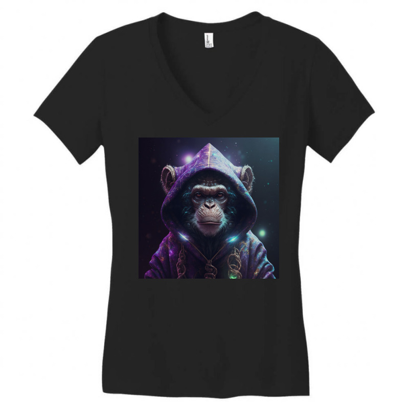 Angry Monkey Wearing Hoodie Women's V-Neck T-Shirt by Creative Corner | Artistshot