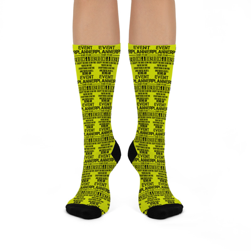 Being An Event Planner Like The Bike Is On Fire Crew Socks | Artistshot