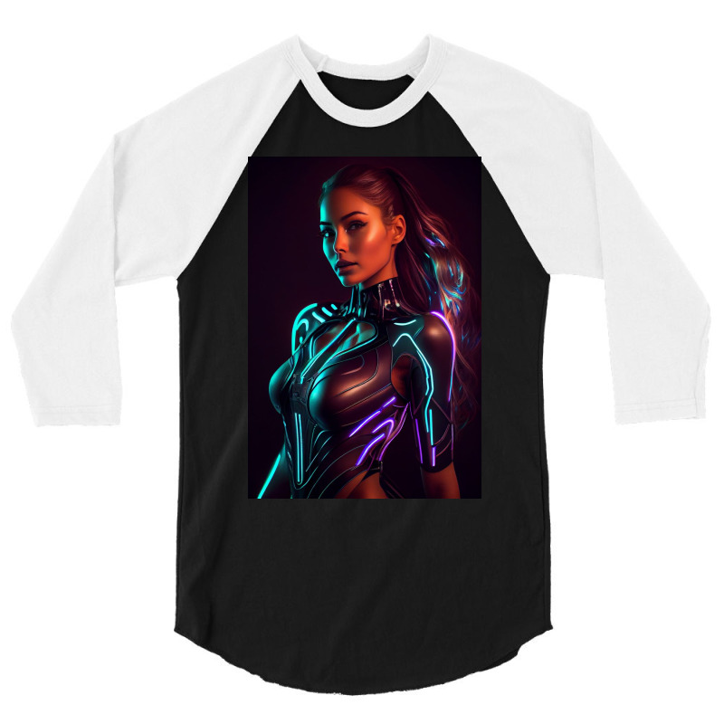 Woman In A Black Paint And Body Glowing 3/4 Sleeve Shirt by Creative Corner | Artistshot