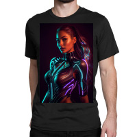 Woman In A Black Paint And Body Glowing Classic T-shirt | Artistshot