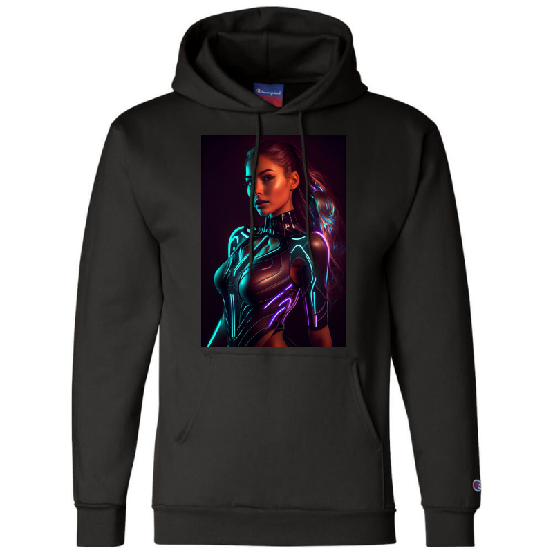 Woman In A Black Paint And Body Glowing Champion Hoodie by Creative Corner | Artistshot