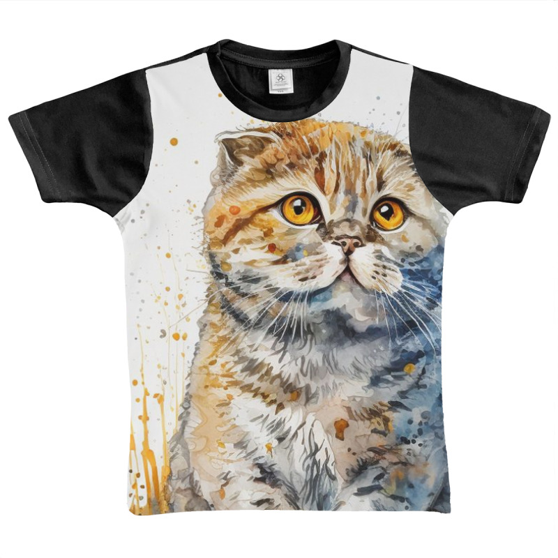 Sad Cat With Colorful Watercolor Graphic Youth T-shirt | Artistshot