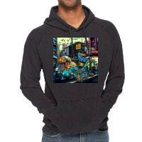 Cats Running In The City Vintage Hoodie | Artistshot