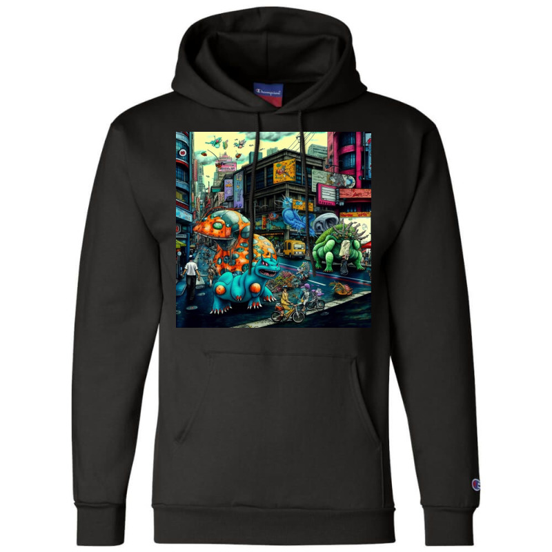 Cats Running In The City Champion Hoodie by TheDol | Artistshot