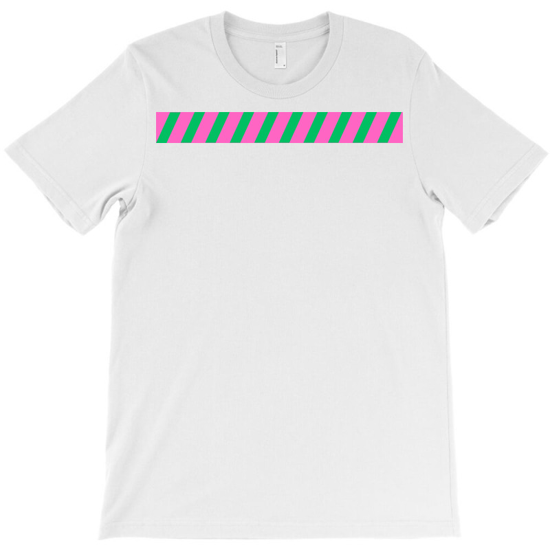 Horizontal Long Tape In Pink And Green Colour Back T-shirt | Artistshot