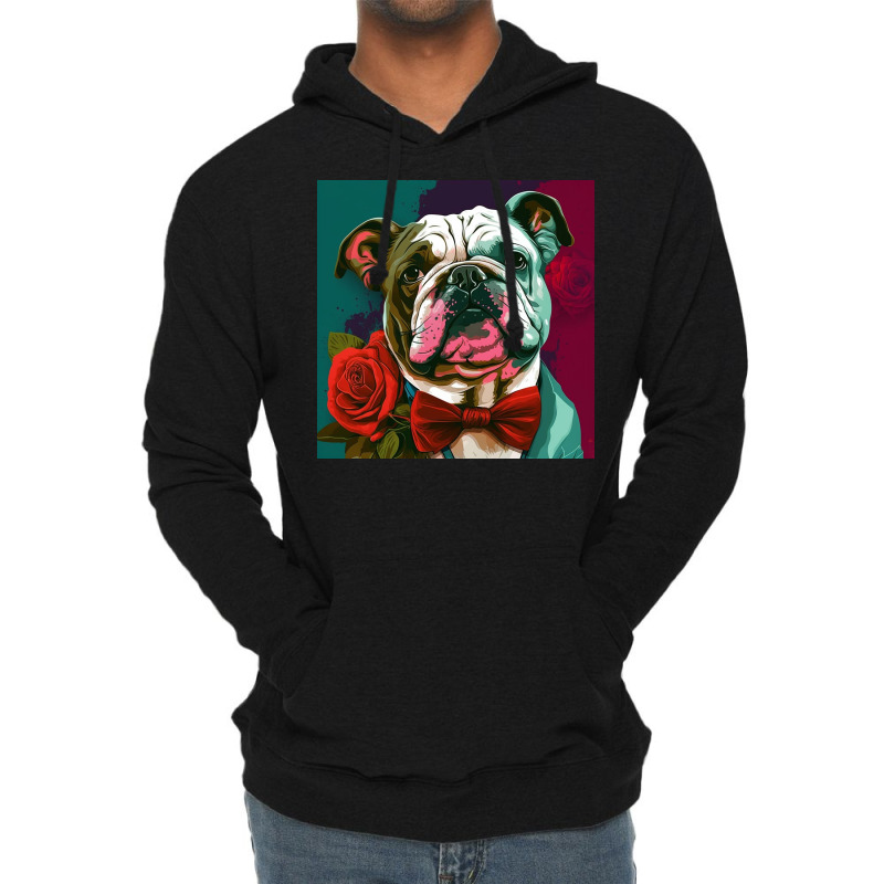 Cute Smiling Dog Wear A Bow Tie Lightweight Hoodie by TheDol | Artistshot