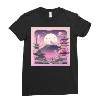 Pink Temple At The Snowy Mountain Ladies Fitted T-shirt | Artistshot