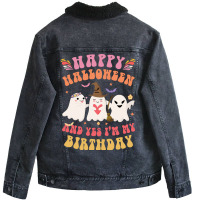 Happy Halloween It S My Birthday Born On Girl Boy Unisex Sherpa-lined Denim Jacket | Artistshot