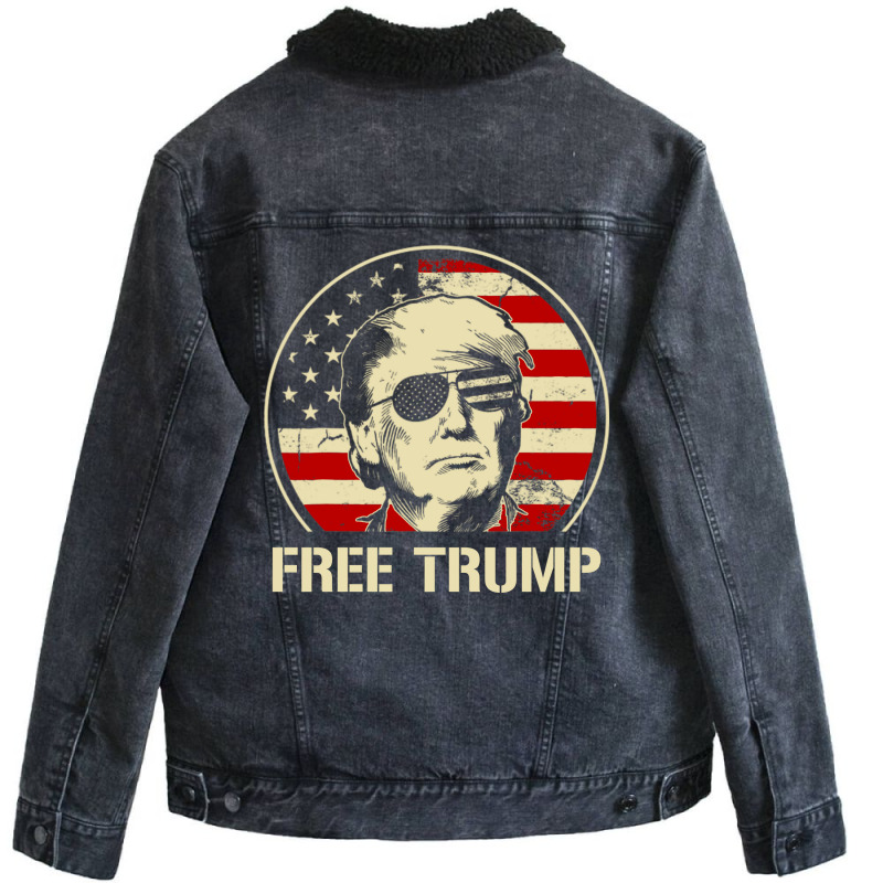 Free Donald Trump Trump 2024 To Save America Unisex Sherpa-lined Denim Jacket | Artistshot