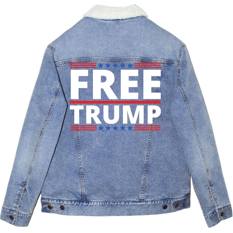 Free Trump Free Donald Trump Republican Support Unisex Sherpa-lined Denim Jacket | Artistshot