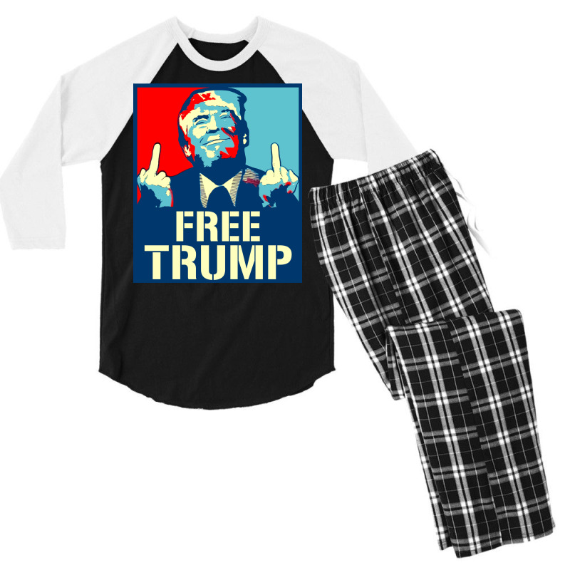 Free Trump Free Donald Trump Republican Supporter Men's 3/4 Sleeve Pajama Set | Artistshot