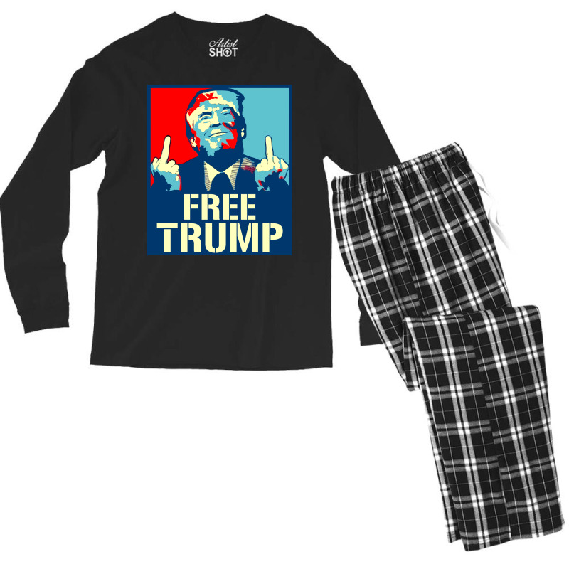 Free Trump Free Donald Trump Republican Supporter Men's Long Sleeve Pajama Set | Artistshot